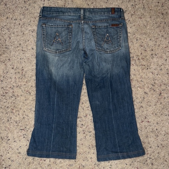 Vintage 7 for all mankind A-Pocket Rhinestone Crystal pocket capris crop size 29 - Picture 7 of 7